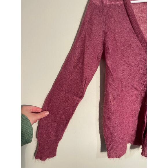 J.Jill Mohair and Wool Blend Cardigan in Wine Color - Picture 4 of 8